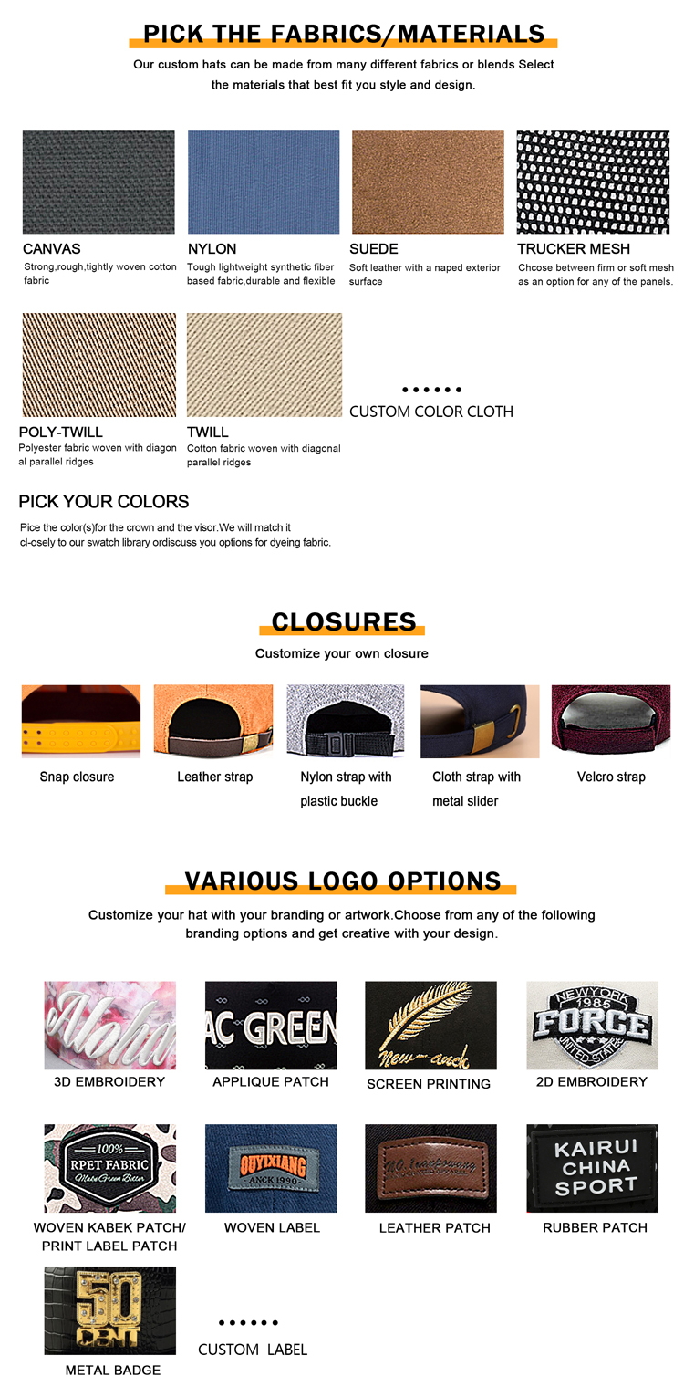 Customization options for hats