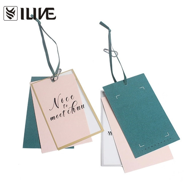 Custom Gold Foil Border On Transparent PVC And Paper Cardboard Clothing Hang Tag