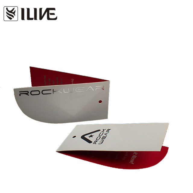 Wholesale Customized Silver Foil Logo Glossy Laminated Hang Tags Swing Tags